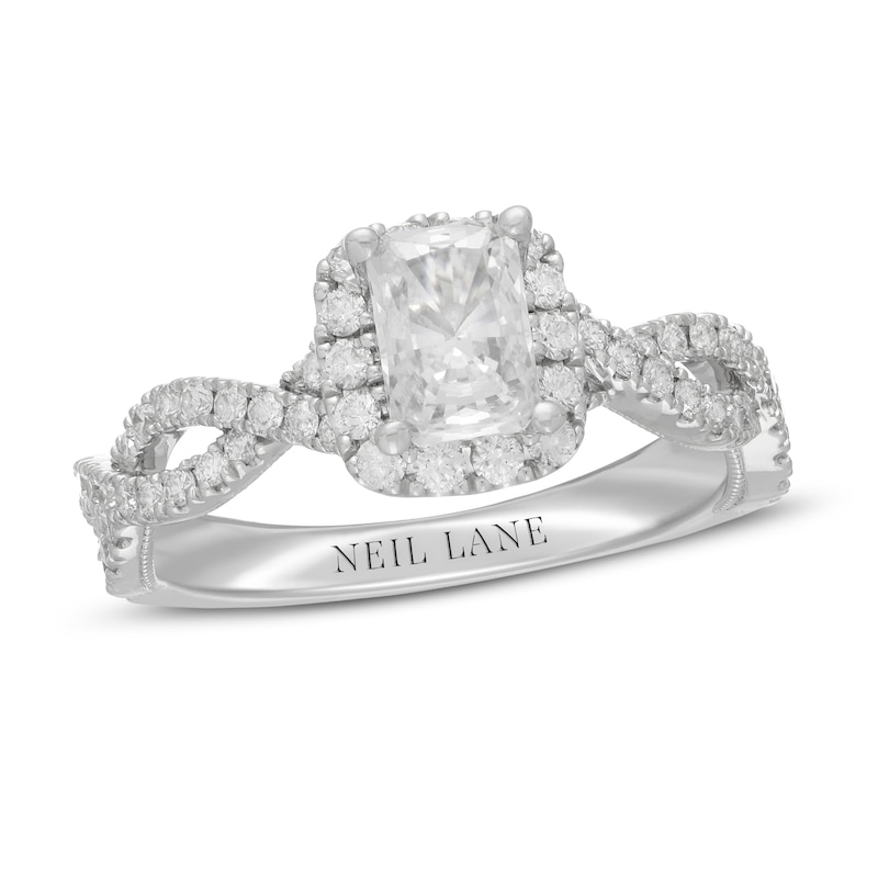 Main Image 1 of Previously Owned Neil Lane Diamond Engagement Ring 1-1/4 ct tw Radiant & Round 14K White Gold