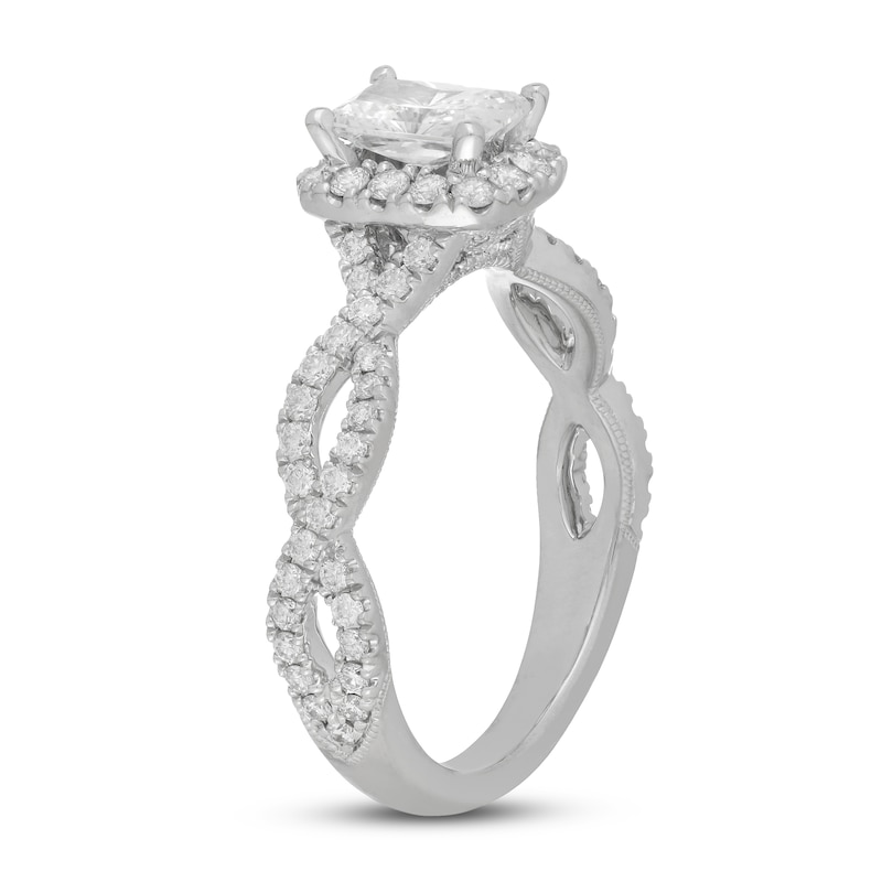 Previously Owned Neil Lane Diamond Engagement Ring 1-1/4 ct tw Radiant & Round 14K White Gold