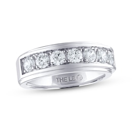 Previously Owned Men's THE LEO Diamond Wedding Band 1-1/2 ct tw Round-cut 14K White Gold