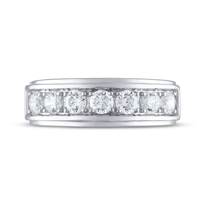 Main Image 3 of Previously Owned Men's THE LEO Diamond Wedding Band 1-1/2 ct tw Round-cut 14K White Gold