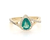 Thumbnail Image 0 of Previously Owned Pear-Shaped Natural Emerald & Diamond Halo Twist Shank Ring 1/5 ct tw 10K Yellow Gold
