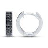 Thumbnail Image 1 of Previously Owned Men's Black Diamond Huggie Hoop Earrings 1/3 ct tw Round-cut 10K White Gold