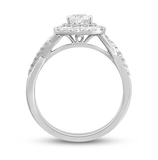 Previously Owned Diamond Engagement Ring 5/8 ct tw Heart & Round 14K ...