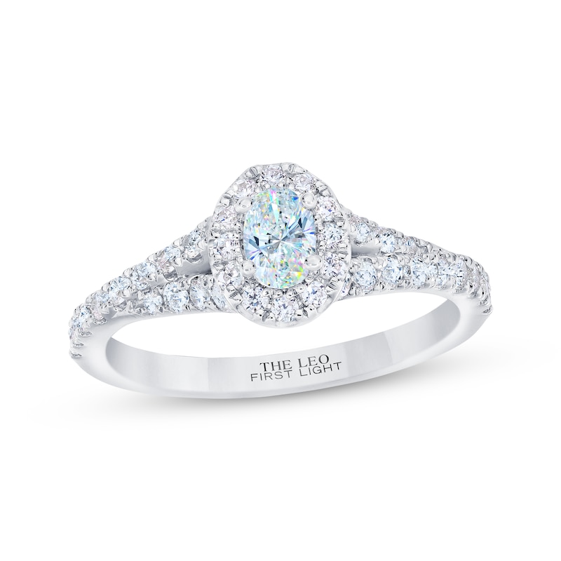 Main Image 1 of Previously Owned THE LEO First Light Diamond Oval-Cut Engagement Ring 3/4 ct tw 14K White Gold