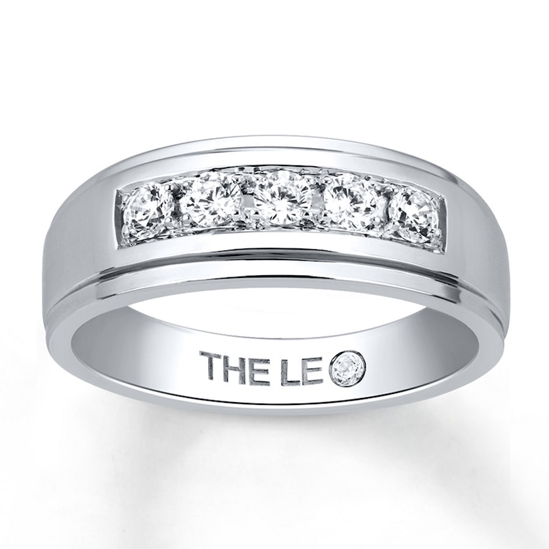 Main Image 1 of Previously Owned Men's THE LEO Diamond Band 1/2 ct tw Diamonds 14K White Gold