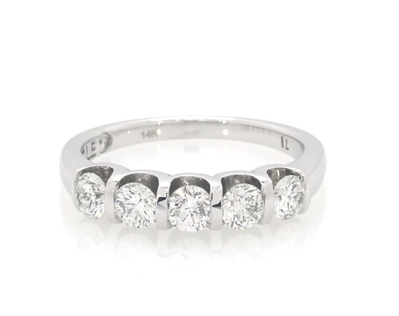 Main Image 1 of Previously Owned THE LEO Diamond Five-Stone Ring 5/8 ct tw 14K White Gold