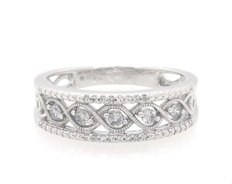 Main Image 1 of Previously Owned Diamond Fashion Ring 1/5 ct tw Round-cut 10K White Gold