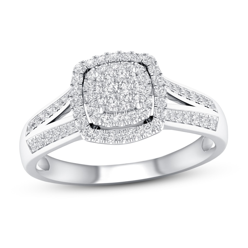 Main Image 1 of Previously Owned Diamond Engagement Ring 1/3 ct tw Round-cut 10K White Gold Size 7