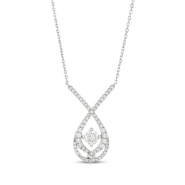 Previously Owned Love Entwined Diamond Necklace 1 ct tw Round-cut 10K White Gold 18&quot;