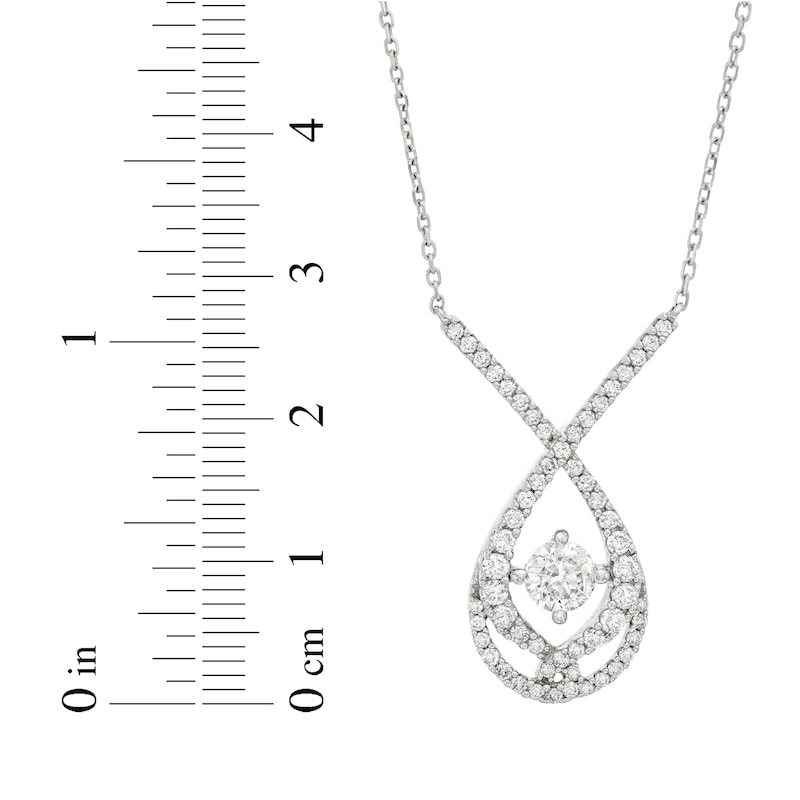 Previously Owned Love Entwined Diamond Necklace 1 ct tw Round-cut 10K White Gold 18"