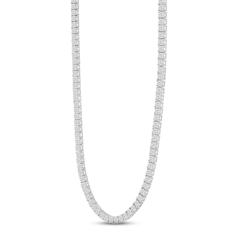 Main Image 2 of Previously Owned Men's Diamond Tennis Necklace 3 ct tw Round-cut 10K White Gold 20&quot;