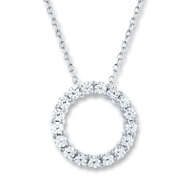 Previously Owned THE LEO Diamond Circle Necklace 1 ct tw Round-cut 14K White Gold 19&quot;