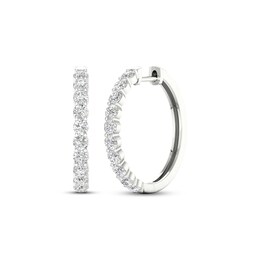 Previously Owned Lab-Grown Diamonds by KAY Hoop Earrings 2 ct tw Round-Cut 14K White Gold