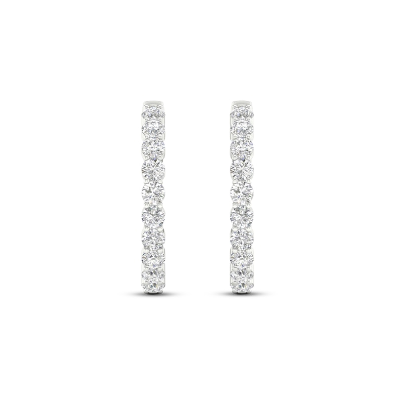 Main Image 2 of Previously Owned Lab-Grown Diamonds by KAY Hoop Earrings 2 ct tw Round-Cut 14K White Gold