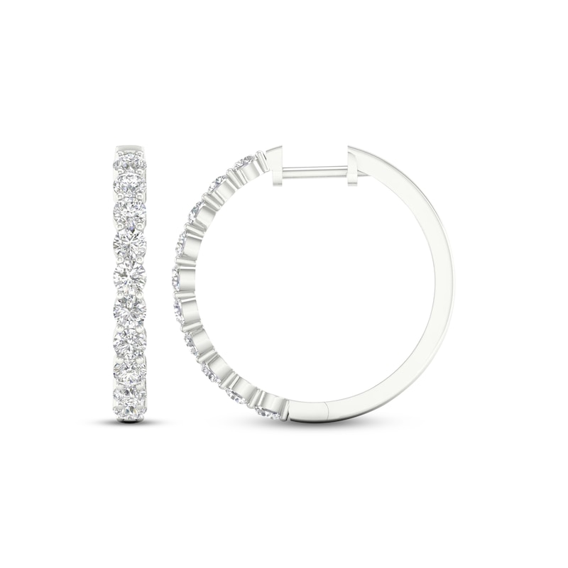 Main Image 3 of Previously Owned Lab-Grown Diamonds by KAY Hoop Earrings 2 ct tw Round-Cut 14K White Gold