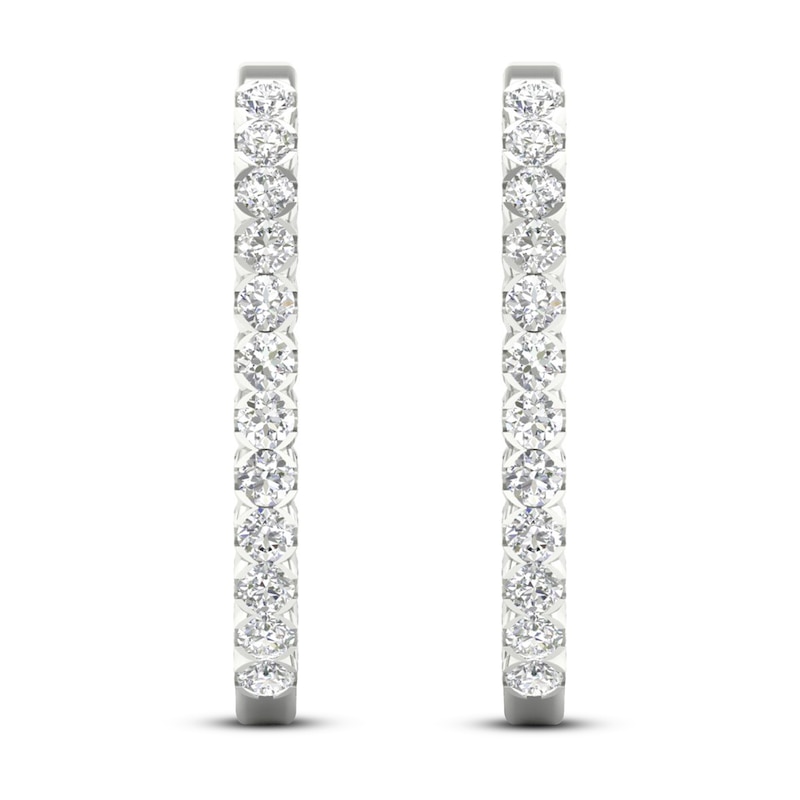 Main Image 4 of Previously Owned Lab-Grown Diamonds by KAY Hoop Earrings 1-1/2 ct tw 14K White Gold