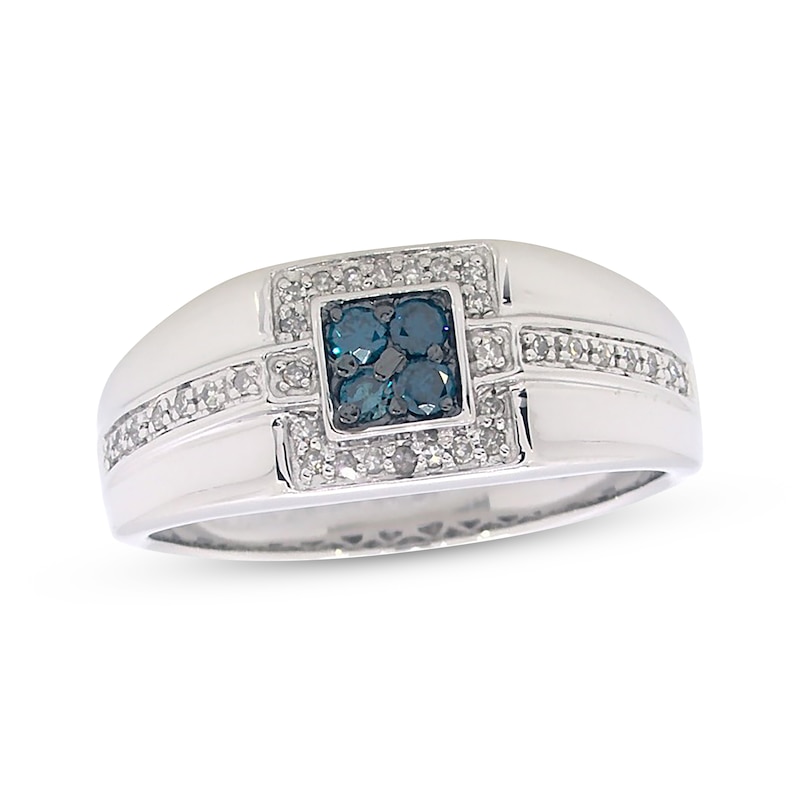 Previously Owned Men's Blue & White Diamond Wedding Band 1/3 ct tw 10K ...