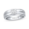 Thumbnail Image 1 of Previously Owned Men's Leo Diamond Wedding Band 1/4 ct tw Round 14K White Gold