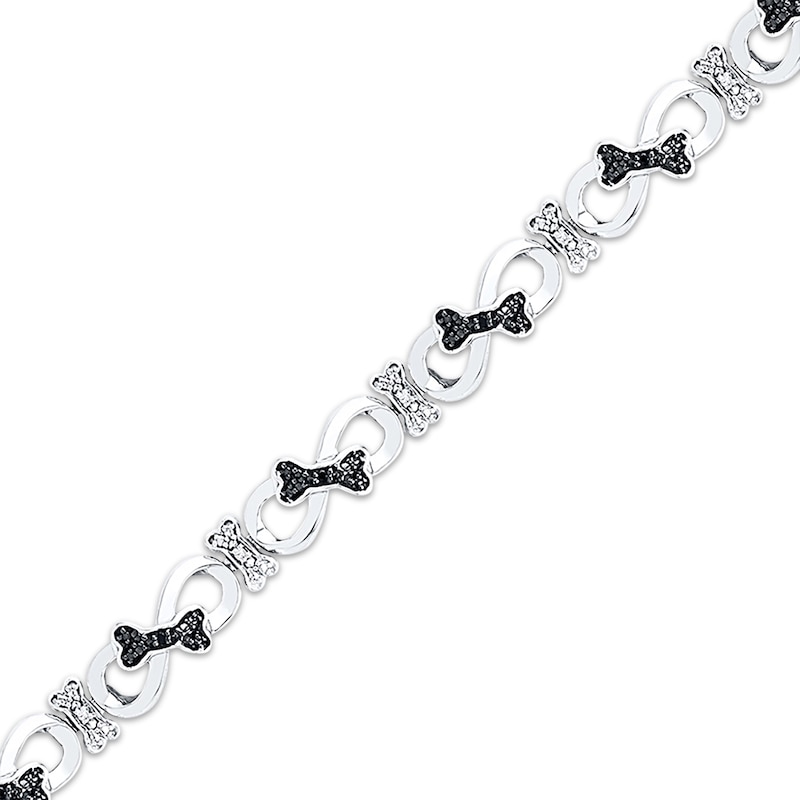 Main Image 1 of Previously Owned Dog Bone Bracelet 1/15 ct tw Diamonds Sterling Silver 7.5&quot;