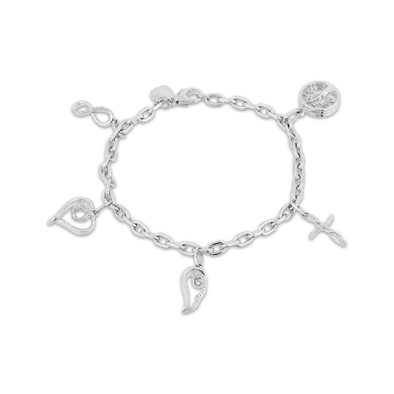 Main Image 1 of Previously Owned Hallmark Diamonds Charm Bracelet 1/10 ct tw Sterling Silver 7.5&quot;