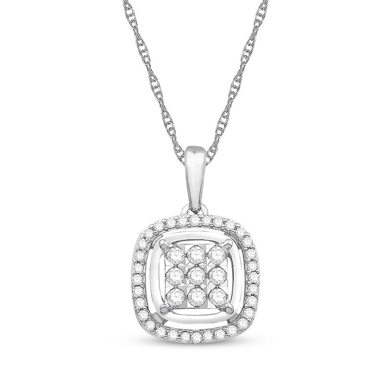 Main Image 1 of Previously Owned Diamond Necklace 1/4 ct tw Round-cut 10K White Gold