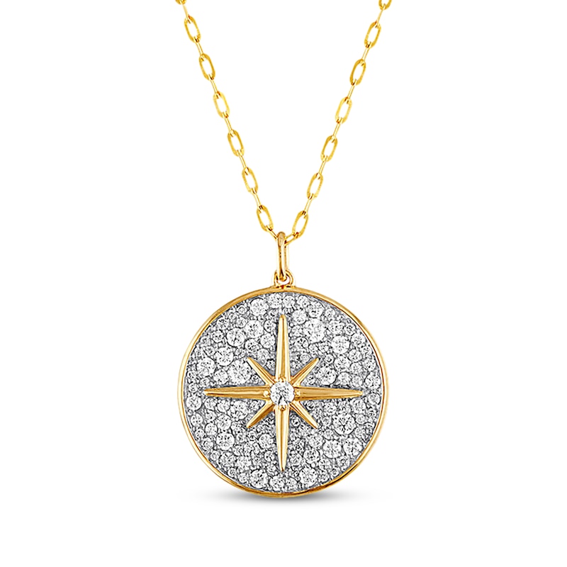 Main Image 1 of Previously Owned Diamond Star Necklace 1-1/2 ct tw Round-cut 14K Yellow Gold 30&quot;