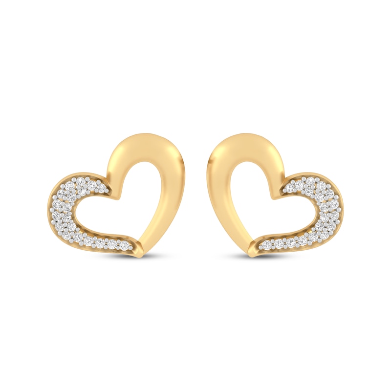 Main Image 1 of Previously Owned Diamond Heart Stud Earrings 1/10 ct tw 10K Yellow Gold