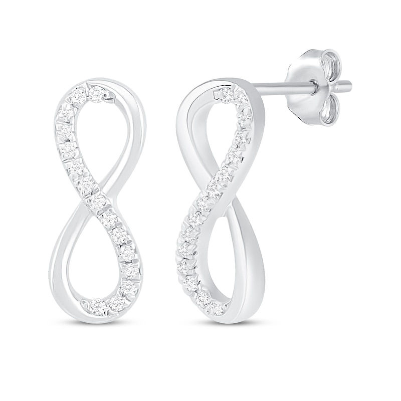 Main Image 1 of Previously Owned Diamond Infinity Dangle Earrings 1/10 ct tw 10K White Gold