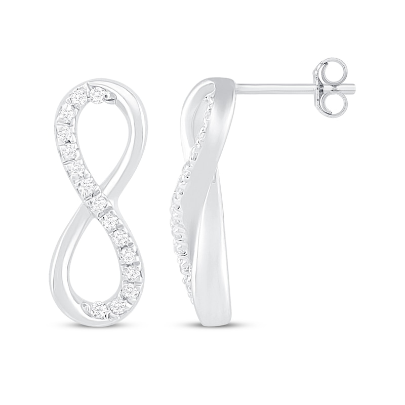 Main Image 3 of Previously Owned Diamond Infinity Dangle Earrings 1/10 ct tw 10K White Gold