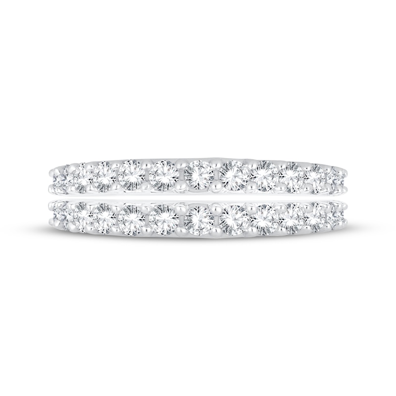 Main Image 3 of Previously Owned Double Diamond Wedding Band 1 ct tw Round-Cut 14K White Gold