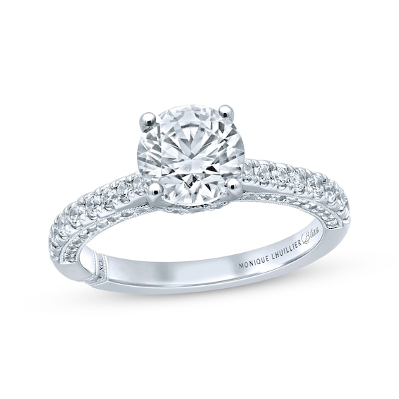 Previously Owned Monique Lhuillier Bliss Diamond Engagement Ring 1 7/8 ct tw Round-cut 18K White Gold