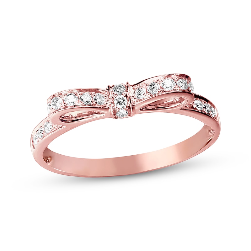 Main Image 1 of Previously Owned Diamond Bow Ring 1/4 ct tw Round-cut 10K Rose Gold