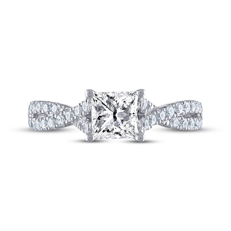 Main Image 3 of Previously Owned THE LEO Diamond Engagement Ring 1-1/4 ct tw Princess & Round-cut 14K White Gold