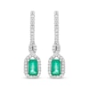 Thumbnail Image 2 of Previously Owned Emerald & Diamond Drop Earrings 1/5 ct tw 10K White Gold