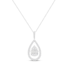 Thumbnail Image 1 of Previously Owned Unstoppable Love Baguette & Round-Cut Multi-Diamond Teardrop Necklace 1/2 ct tw 10K White Gold 19&quot;