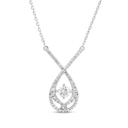 Previously Owned Love Entwined Diamond Necklace 1/2 ct tw Round-cut 10K White Gold 18&quot;