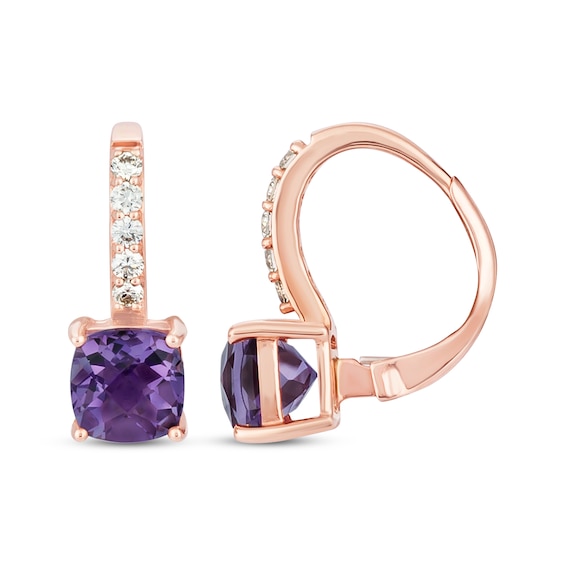 Previously Owned Le Vian Amethyst Earrings 1/6 ct tw Diamonds 14K Strawberry Gold
