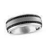 Thumbnail Image 1 of Previously Owned Men's Black Diamond Wedding Band 1/3 ct tw Round-cut 10K White Gold