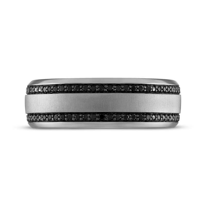 Main Image 3 of Previously Owned Men's Black Diamond Wedding Band 1/3 ct tw Round-cut 10K White Gold