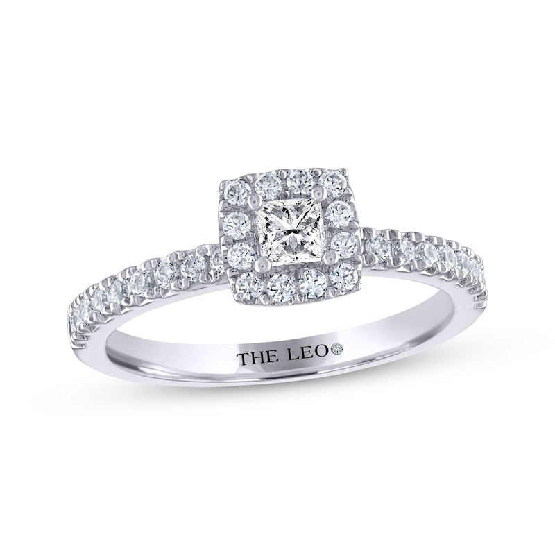 Main Image 1 of Previously Owned THE LEO Diamond Engagement Ring 1/2 ct tw Princess & Round-cut 14K White Gold