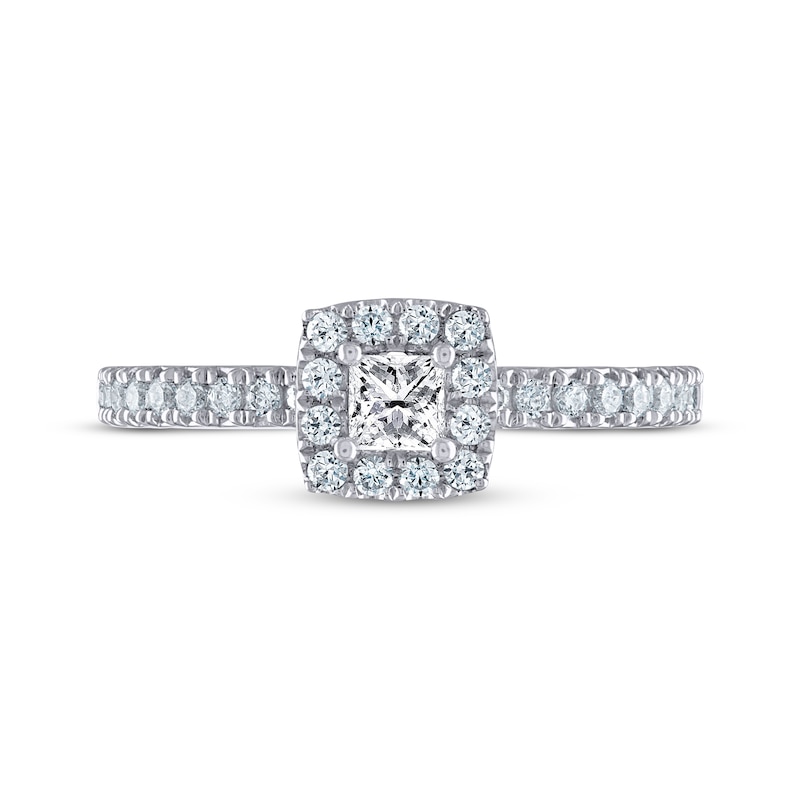 Main Image 3 of Previously Owned THE LEO Diamond Engagement Ring 1/2 ct tw Princess & Round-cut 14K White Gold