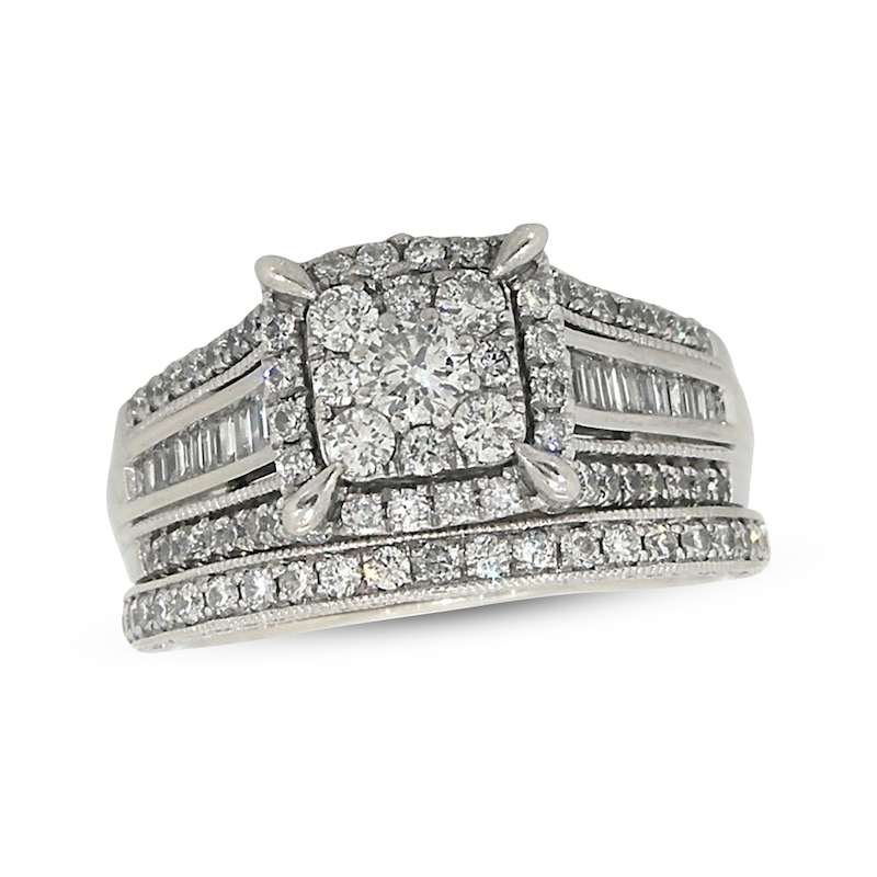 Main Image 1 of Previously Owned Round-Cut Diamond Bridal Set 1-3/8 ct tw 14K White Gold Size 8.25