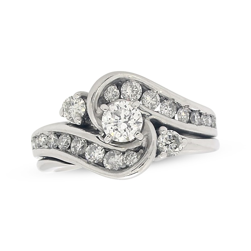 Main Image 1 of Previously Owned Round-Cut Diamond Bridal Set 1 ct tw 14K White Gold Size 6.75