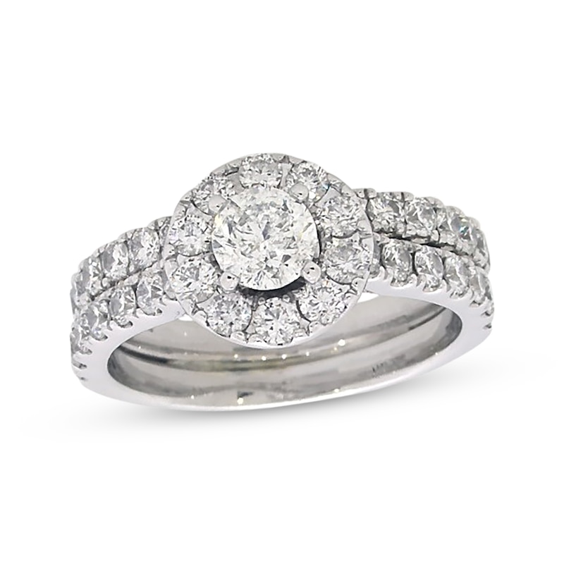 Main Image 1 of Previously Owned Neil Lane Diamond Bridal Set 1-7/8 ct tw Round-Cut 14K White Gold Size 6.75