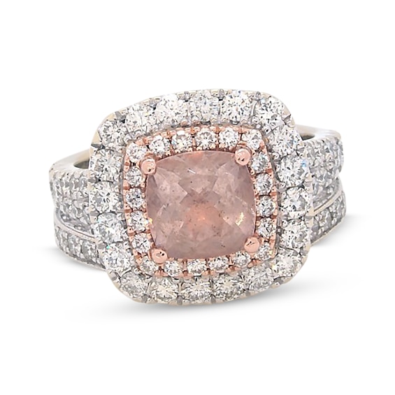 Previously Owned Neil Lane Cushion-Cut Morganite Bridal Set 1-1/2 ct tw Diamonds 14K Two-Tone Gold Size 5.75