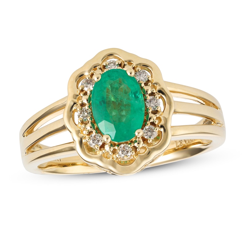 Main Image 1 of Previously Owned Le Vian Emerald Ring 1/15 ct tw Diamonds 14K Honey Gold