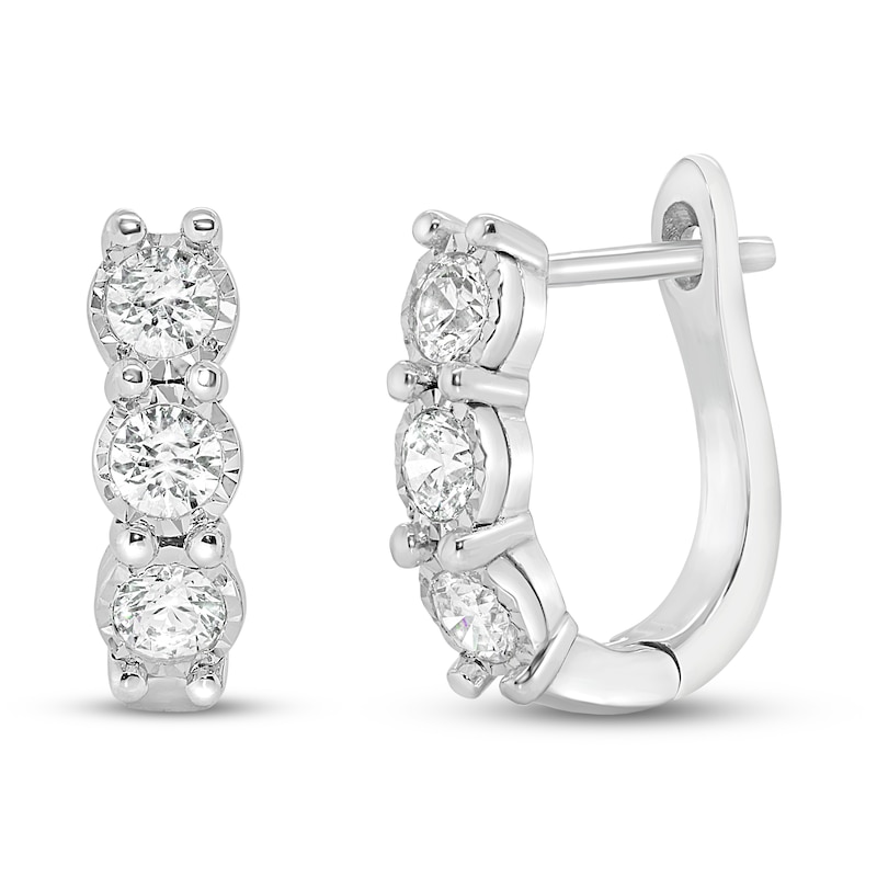 Main Image 1 of Previously Owned Diamond Hoop Earrings 1/2 ct tw 10K White Gold