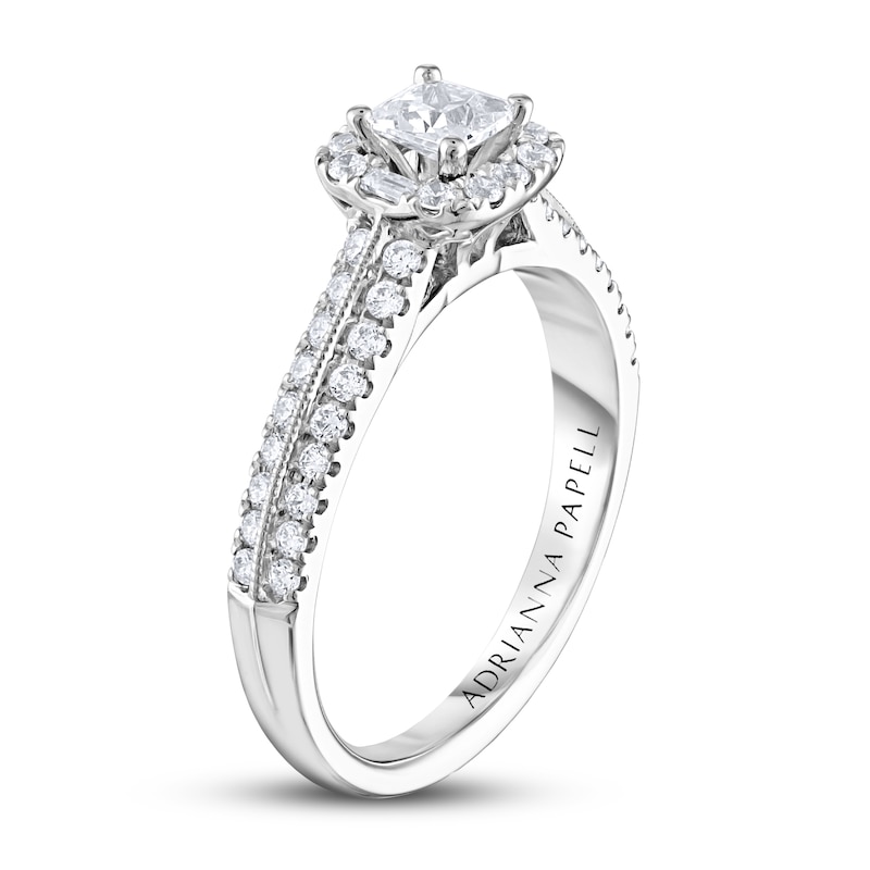 Main Image 2 of Previously Owned Adrianna Papell Diamond Engagement Ring 5/8 ct tw Princess, Round & Baguette-cut 14K White Gold