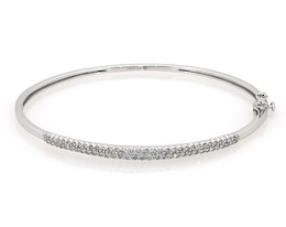 Previously Owned Diamond Bangle Bracelet 1 ct tw Round-cut 14K White Gold