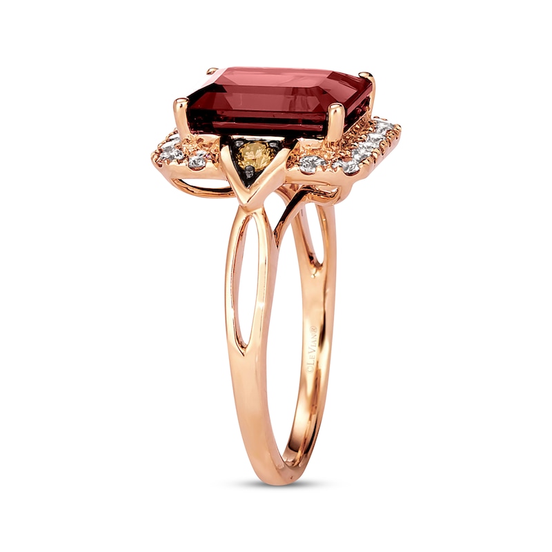 Main Image 3 of Previously Owned Le Vian Creme Brulee Garnet Ring 1/2 ct tw Diamonds 14K Strawberry Gold